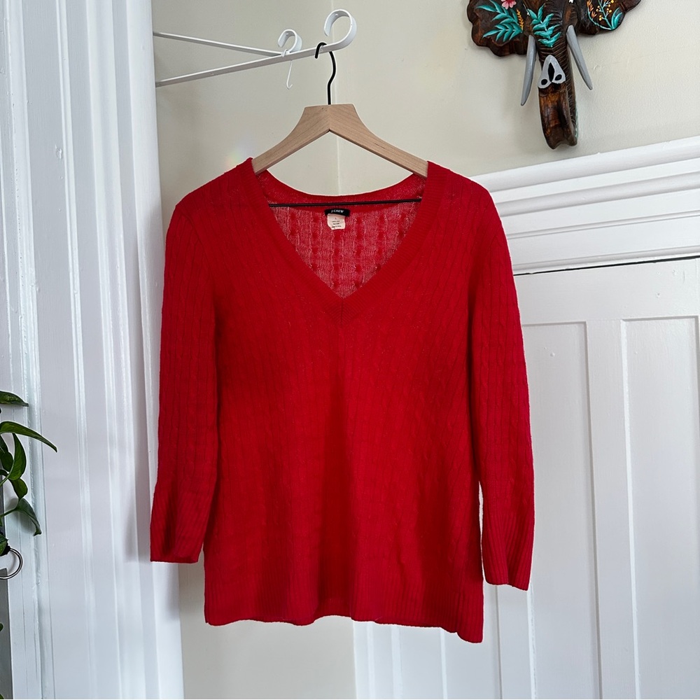 J. Crew Cable Knit V Neck Sweater